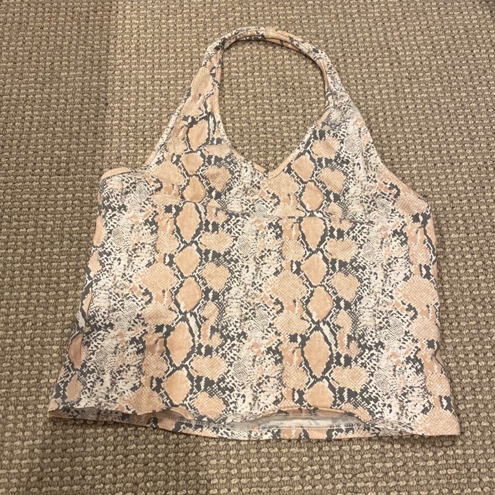 pink snakeskin halter top, never warn.